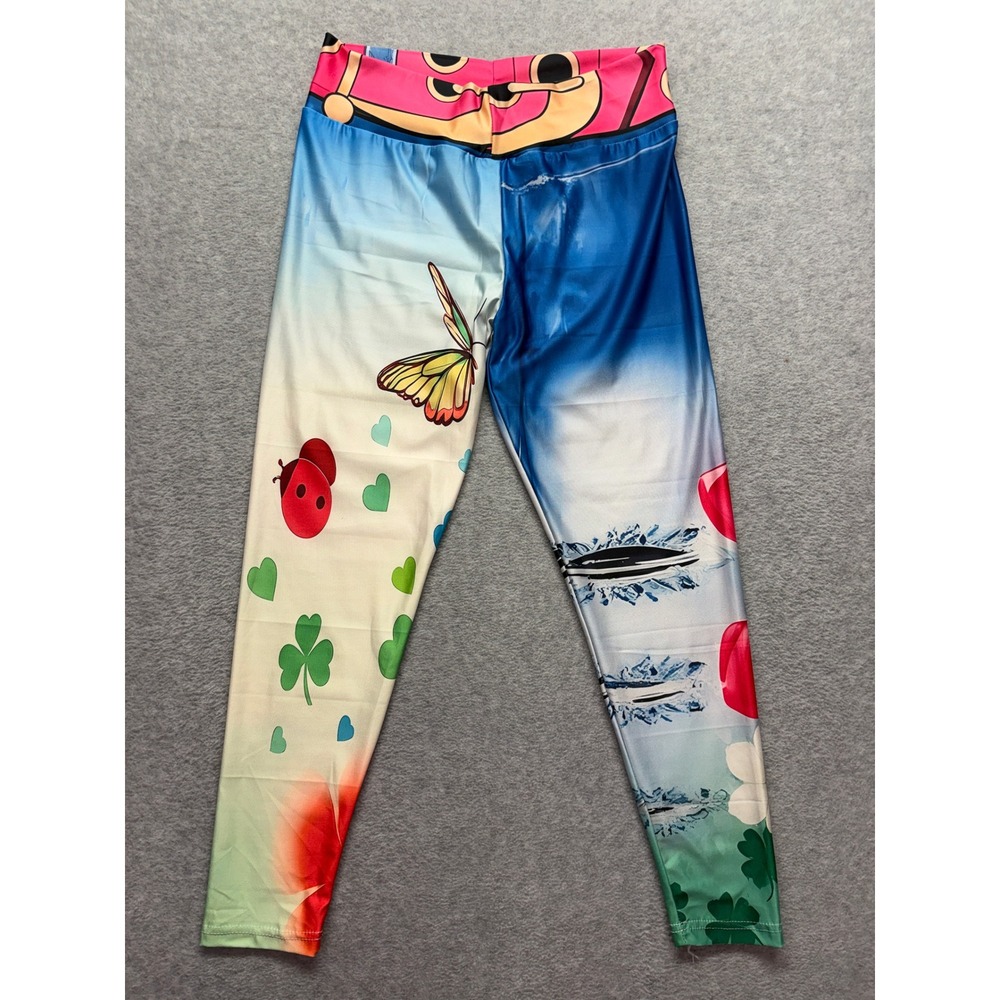 Unbranded Graphic Print Leggings Large Butterfly Ladybug Shamrock Multicolor